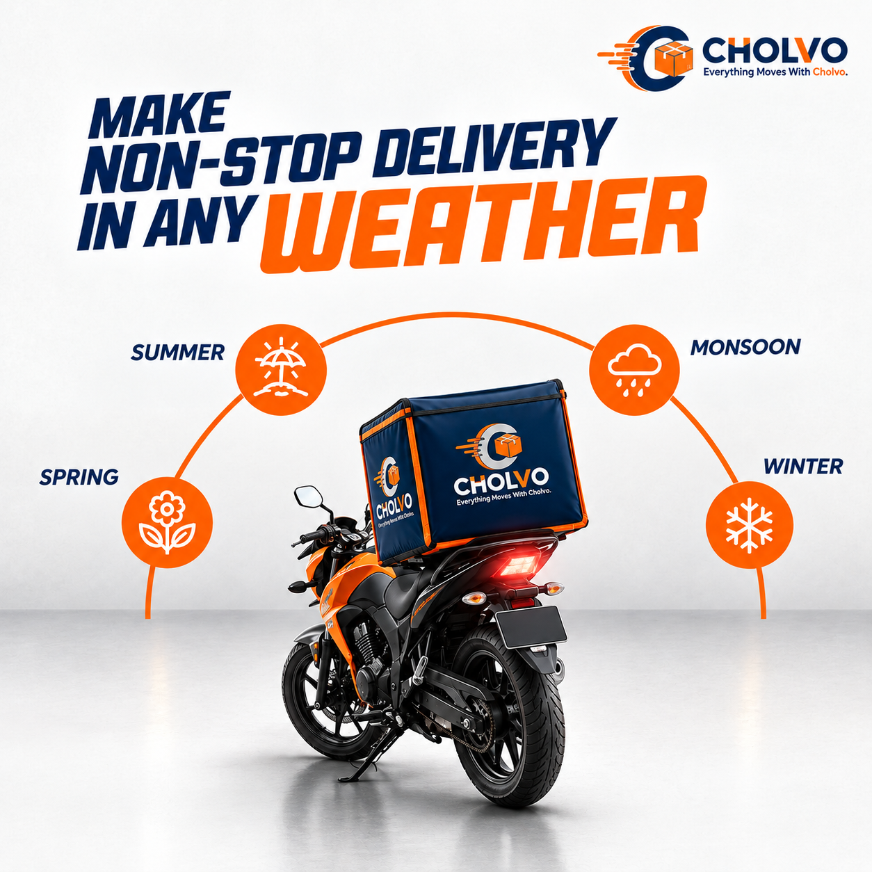 CHOLVO delivery rider ready to deliver a parcel